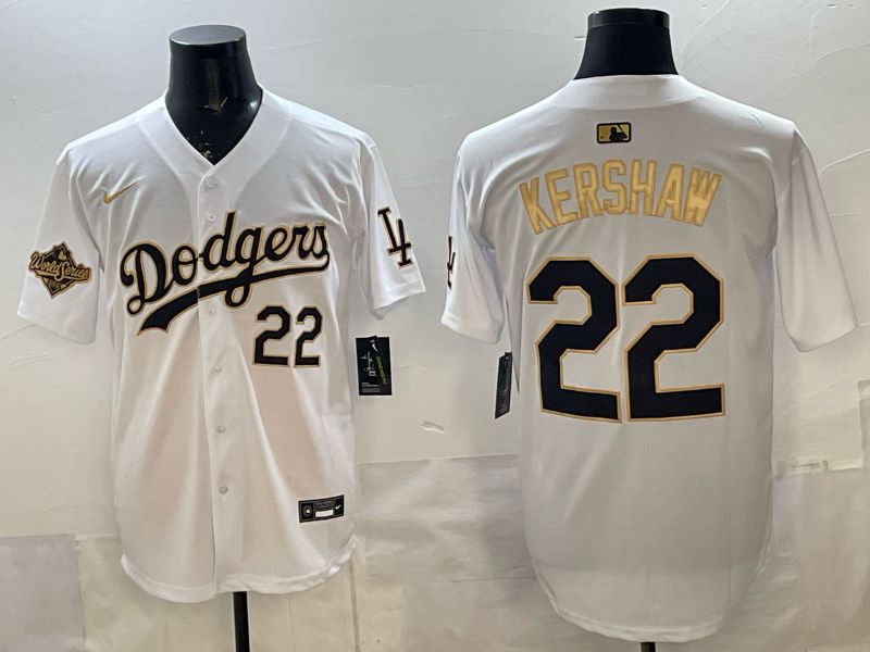 Men Los Angeles Dodgers #22 Kershaw White Gold Game 2026 Nike MLB Jersey 004->los angeles dodgers->MLB Jersey
